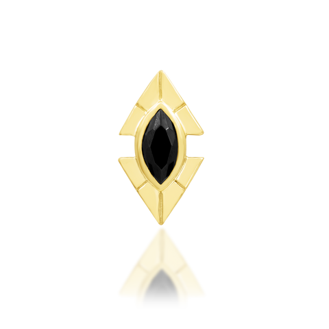 14K Gold Sirena Black CZ Threadless End