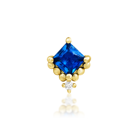 14K Gold Hesper Sapphire Blue Threadless End