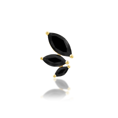 14K Gold Malice Black CZ Threadless End