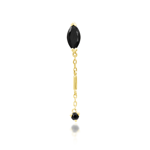 14K Gold Akasha Black CZ Threadless End