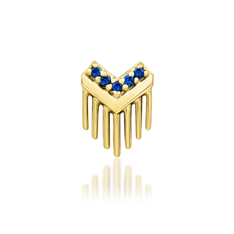 14K Gold Valour Sapphire Blue Threadless End