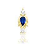 14K Gold Augusta Blue CZ Threadless End