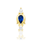 14K Gold Augusta Blue CZ Threadless End