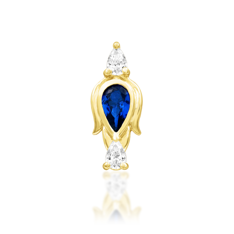 14K Gold Augusta Blue CZ Threadless End