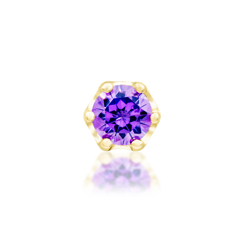 14K Gold Bora Amethyst Threadless End