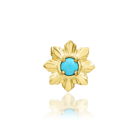 14K Gold Aura Turquoise Threadless End