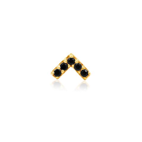 14K Gold Chevron Black CZ Threadless End