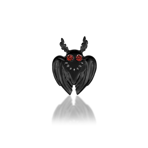 14K Gold Black Rhodium Mothman Threadless End