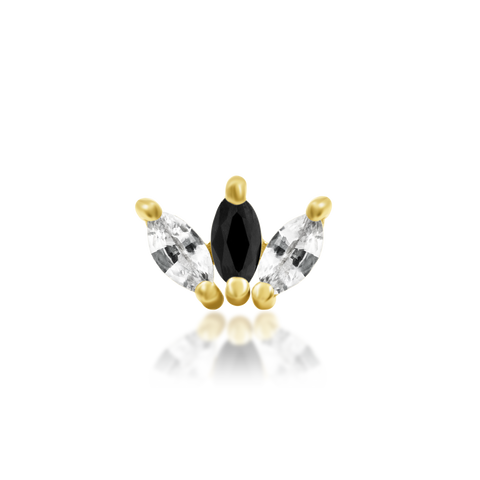 14K Gold Clash Black CZ Threadless End