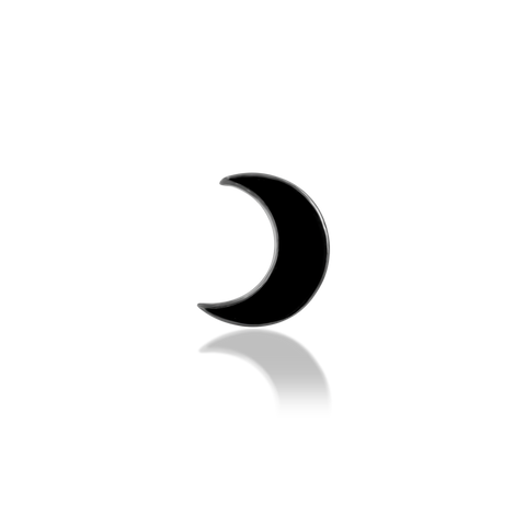 14K Gold Black Rhodium Moon Threadless End