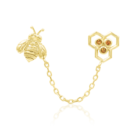 14K Gold Honey Bee Champagne Threadless End