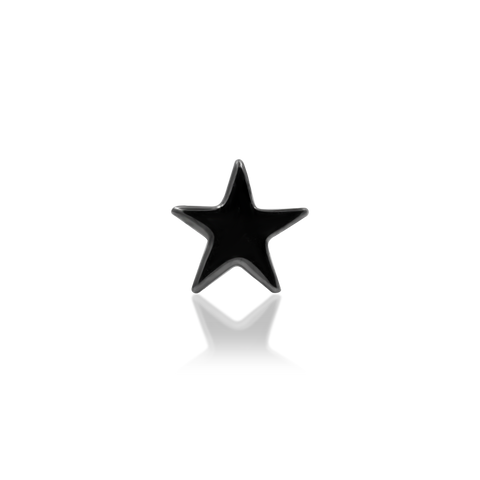 14K Gold Black Rhodium Star Threadless End