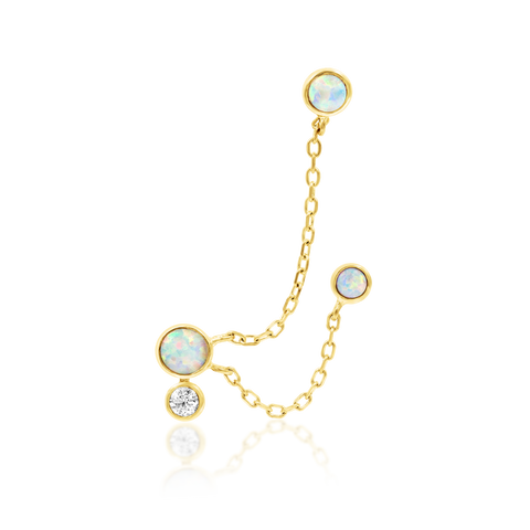 14K Gold Mei Triple Threadless Ends With Chain