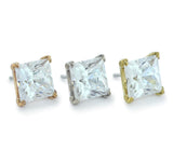 18K Gold Prong Set Princess CZ Threadless End