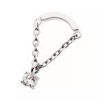 Titanium Curved Bar Top with Dangle Chain & Prong Set Round AAA CZ