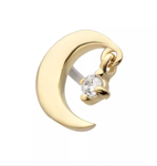 14Kt. Yellow Gold Crescent Moon Top with Dangle Prong Set Round CZ