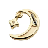 14Kt. Yellow Gold Crescent Moon Top with Dangle Prong Set Round CZ