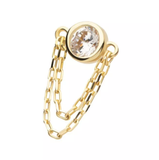 14Kt. Yellow Gold Bezel Set Round CZ/Opal Top with 2 Dangle Chains