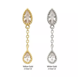 14Kt. Gold Double Pear CZ with Dangle Chain Top