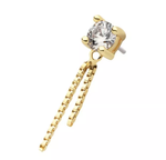 14Kt. Gold Prong Set CZ Top with Dangle Double Box Chain