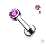 Bezel Set 3mm Round Gem Top & Labret Post